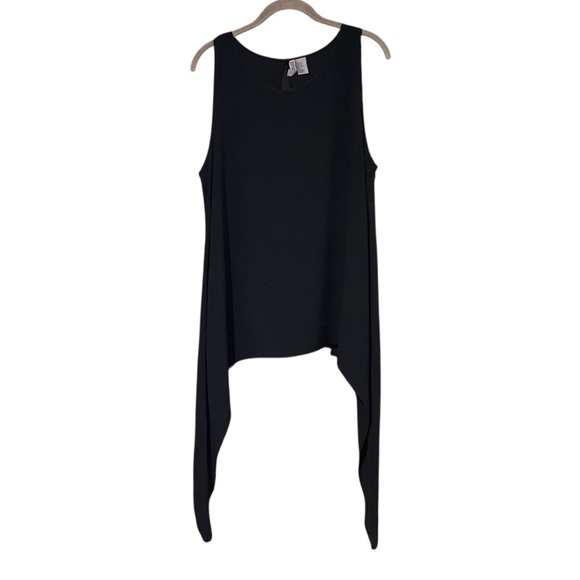 H&M Divided Black High Low Drapey Chiffon Y2K Sleeveless Top Size 12 Large - Picture 1 of 3